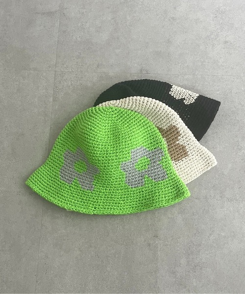CPCM(シーピーシーエム)の「ハンドニット花柄ハット(ハット・メンズ・ブラック/ベージュ/グリーン・FREE)」の11枚目の写真