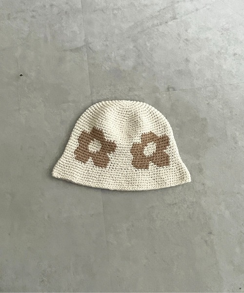 CPCM(シーピーシーエム)の「ハンドニット花柄ハット(ハット・メンズ・ブラック/ベージュ/グリーン・FREE)」の8枚目の写真