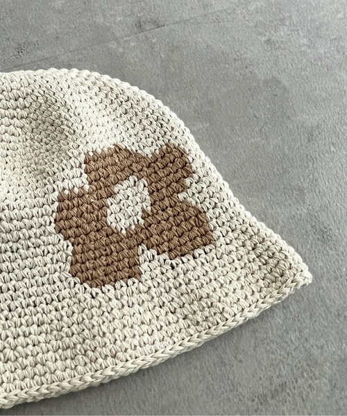 CPCM(シーピーシーエム)の「ハンドニット花柄ハット(ハット・メンズ・ブラック/ベージュ/グリーン・FREE)」の7枚目の写真