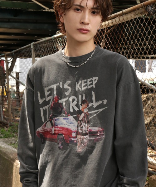 improves(インプローブス)の「【SIDEWAY STANCE】ピグメント加工 オリジナルプリント 長袖Tシャツ(Tシャツ/カットソー・メンズ・ブラック系/ブラウン系1/ブラウン系/ブラック/ブラック系1/ブラウン・X-LARGE/LARGE/MEDIUM/SMALL)」の2枚目の写真