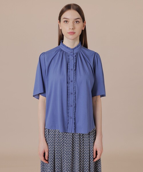 MACKINTOSH LONDON（マッキントッシュ ロンドン）の「【エクラ掲載】シアーコットンナイロンブラウス（シャツ/ブラウス・レディース・ライトブルー/ベージュ/ネイビー・38）」の7枚目の写真