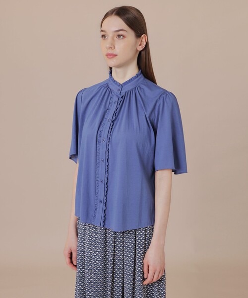 MACKINTOSH LONDON（マッキントッシュ ロンドン）の「【エクラ掲載】シアーコットンナイロンブラウス（シャツ/ブラウス・レディース・ライトブルー/ベージュ/ネイビー・38）」の8枚目の写真