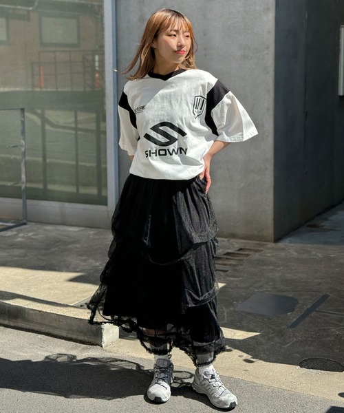 CIAOPANIC（チャオパニック）の「【ユニセックス】切替フットボールTシャツ（Tシャツ/カットソー・レディース・ブルー/ブラック/ピンク/ホワイト・FREE）」の12枚目の写真