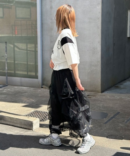 CIAOPANIC（チャオパニック）の「【ユニセックス】切替フットボールTシャツ（Tシャツ/カットソー・レディース・ブルー/ブラック/ピンク/ホワイト・FREE）」の8枚目の写真