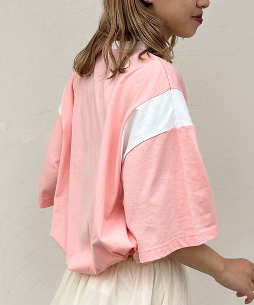 CIAOPANIC（チャオパニック）の「【ユニセックス】切替フットボールTシャツ（Tシャツ/カットソー・レディース・ブルー/ブラック/ピンク/ホワイト・FREE）」の18枚目の写真