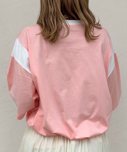 CIAOPANIC（チャオパニック）の「【ユニセックス】切替フットボールTシャツ（Tシャツ/カットソー・レディース・ブルー/ブラック/ピンク/ホワイト・FREE）」の19枚目の写真