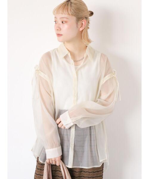 ehka sopo（エヘカソポ）の「袖2wayビッグシアーシャツ（シャツ/ブラウス・レディース・サックスブルー/グレー/オフホワイト/グリーン/ピンク・F）」の2枚目の写真