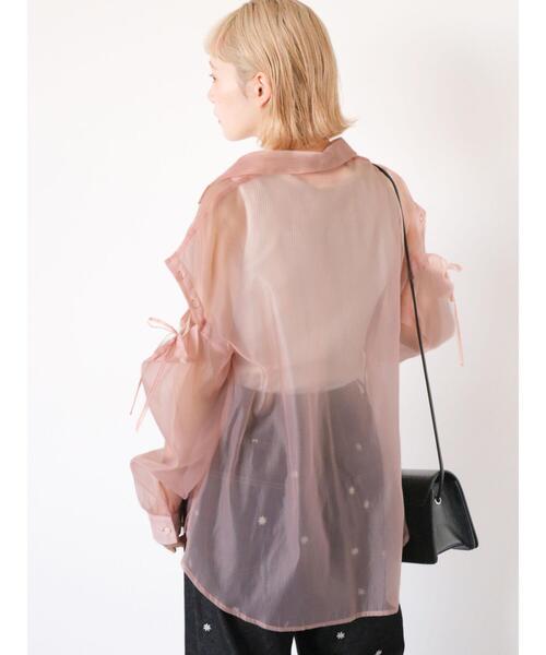 ehka sopo（エヘカソポ）の「袖2wayビッグシアーシャツ（シャツ/ブラウス・レディース・サックスブルー/グレー/オフホワイト/グリーン/ピンク・F）」の6枚目の写真