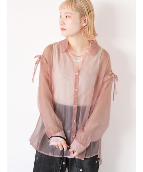 ehka sopo（エヘカソポ）の「袖2wayビッグシアーシャツ（シャツ/ブラウス・レディース・サックスブルー/グレー/オフホワイト/グリーン/ピンク・F）」の7枚目の写真