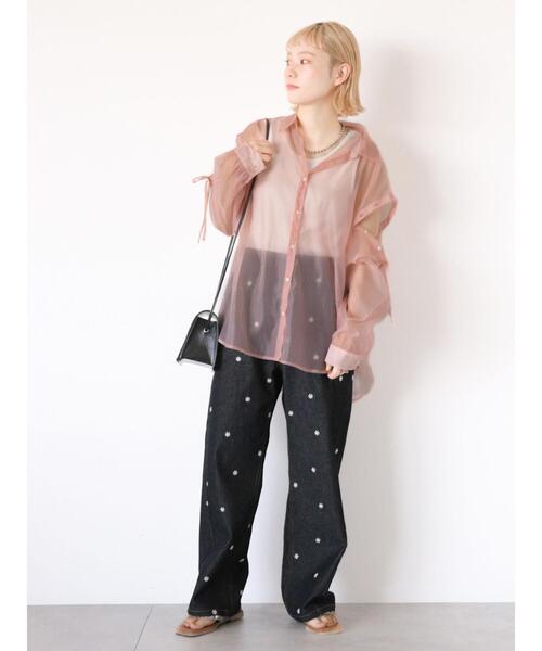 ehka sopo（エヘカソポ）の「袖2wayビッグシアーシャツ（シャツ/ブラウス・レディース・サックスブルー/グレー/オフホワイト/グリーン/ピンク・F）」の8枚目の写真