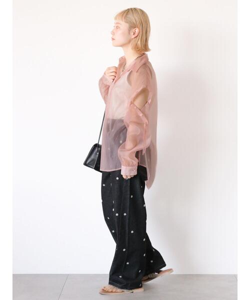 ehka sopo（エヘカソポ）の「袖2wayビッグシアーシャツ（シャツ/ブラウス・レディース・サックスブルー/グレー/オフホワイト/グリーン/ピンク・F）」の9枚目の写真