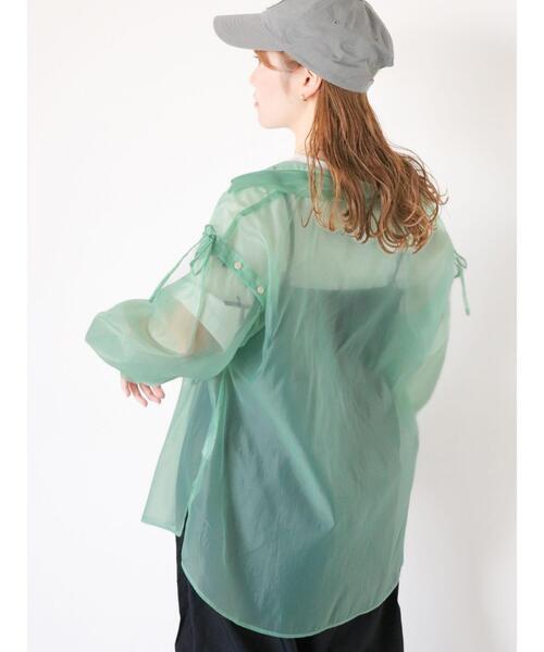 ehka sopo（エヘカソポ）の「袖2wayビッグシアーシャツ（シャツ/ブラウス・レディース・サックスブルー/グレー/オフホワイト/グリーン/ピンク・F）」の11枚目の写真