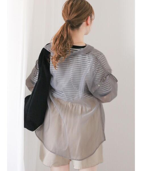 ehka sopo（エヘカソポ）の「袖2wayビッグシアーシャツ（シャツ/ブラウス・レディース・サックスブルー/グレー/オフホワイト/グリーン/ピンク・F）」の22枚目の写真