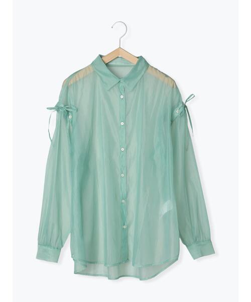 ehka sopo（エヘカソポ）の「袖2wayビッグシアーシャツ（シャツ/ブラウス・レディース・サックスブルー/グレー/オフホワイト/グリーン/ピンク・F）」の17枚目の写真