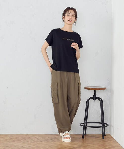 COMME CA ISM(コムサイズム)の「速乾 箔プリント ロゴ 半袖Tシャツ(Tシャツ/カットソー・レディース・ブラック/ホワイト/サックスブルー/ブルー・SMALL/MEDIUM/LARGE)」の9枚目の写真
