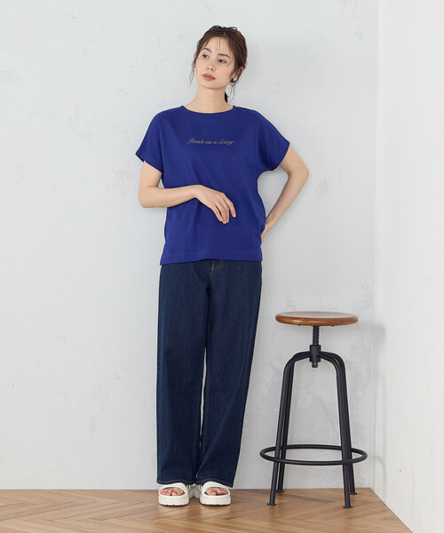 COMME CA ISM(コムサイズム)の「速乾 箔プリント ロゴ 半袖Tシャツ(Tシャツ/カットソー・レディース・ブラック/ホワイト/サックスブルー/ブルー・SMALL/MEDIUM/LARGE)」の10枚目の写真
