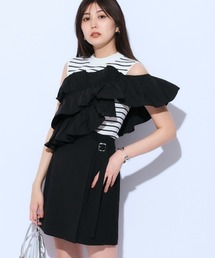 Mystrada マイストラーダ　アシメフリルニット　長袖　ブラック Mystrada（マイストラーダ）の「アシメフリルニット（ニット