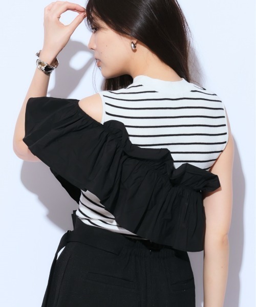 Mystrada（マイストラーダ）の「フレンチアシメフリルニット