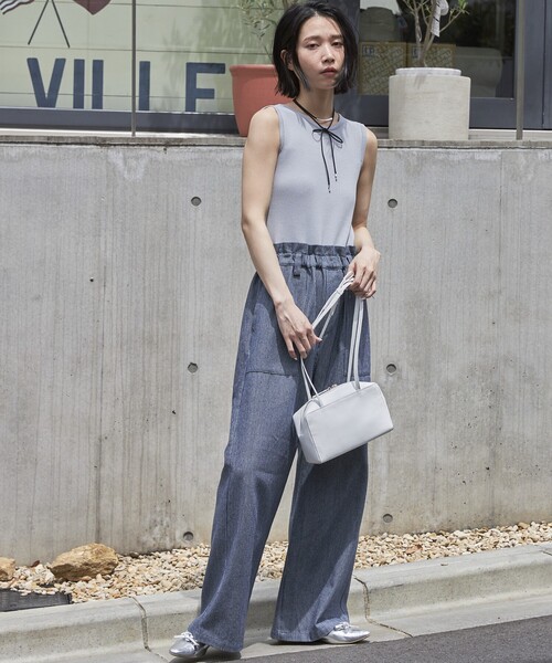 Firsthand（ファーストハンド）の「Firsthand/ファーストハンド バックオープンオールインワン / ノースリーブ / ワイドイージーパンツ（つなぎ/オールインワン・レディース・ブラック/グレー・FREE）」の2枚目の写真