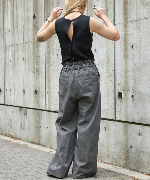 Firsthand（ファーストハンド）の「Firsthand/ファーストハンド バックオープンオールインワン / ノースリーブ / ワイドイージーパンツ（つなぎ/オールインワン・レディース・ブラック/グレー・FREE）」の8枚目の写真