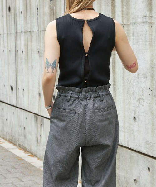 Firsthand（ファーストハンド）の「Firsthand/ファーストハンド バックオープンオールインワン / ノースリーブ / ワイドイージーパンツ（つなぎ/オールインワン・レディース・ブラック/グレー・FREE）」の13枚目の写真