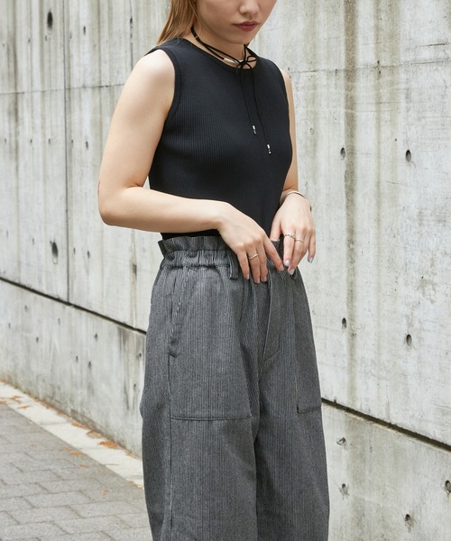 Firsthand（ファーストハンド）の「Firsthand/ファーストハンド バックオープンオールインワン / ノースリーブ / ワイドイージーパンツ（つなぎ/オールインワン・レディース・ブラック/グレー・FREE）」の15枚目の写真