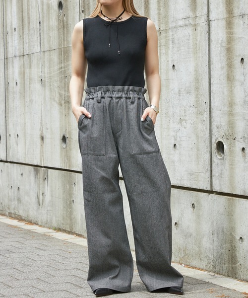 Firsthand（ファーストハンド）の「Firsthand/ファーストハンド バックオープンオールインワン / ノースリーブ / ワイドイージーパンツ（つなぎ/オールインワン・レディース・ブラック/グレー・FREE）」の3枚目の写真