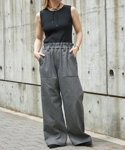 Firsthand（ファーストハンド）の「Firsthand/ファーストハンド バックオープンオールインワン / ノースリーブ / ワイドイージーパンツ（つなぎ/オールインワン・レディース・ブラック/グレー・FREE）」の4枚目の写真