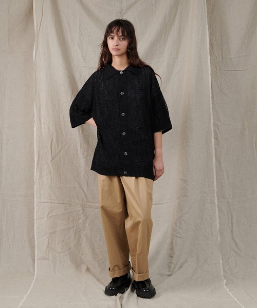 ONCILY(オンシェリー)の「HEART JACQUARD MESH SHIRT / ハートジャガードメッシュシャツ(シャツ/ブラウス・メンズ・グリーン/ブラック/ネイビー・SMALL/MEDIUM/LARGE)」の7枚目の写真