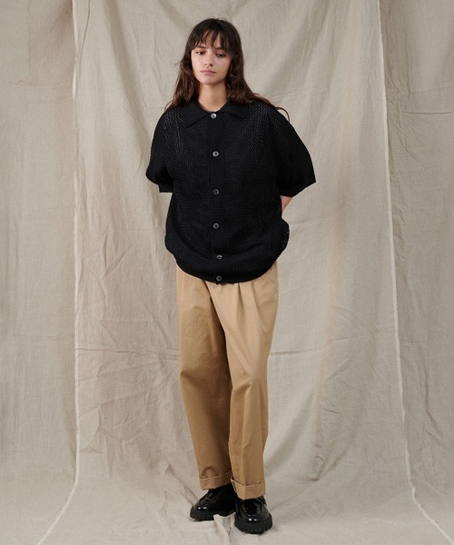 ONCILY(オンシェリー)の「HEART JACQUARD MESH SHIRT / ハートジャガードメッシュシャツ(シャツ/ブラウス・メンズ・グリーン/ブラック/ネイビー・SMALL/MEDIUM/LARGE)」の6枚目の写真