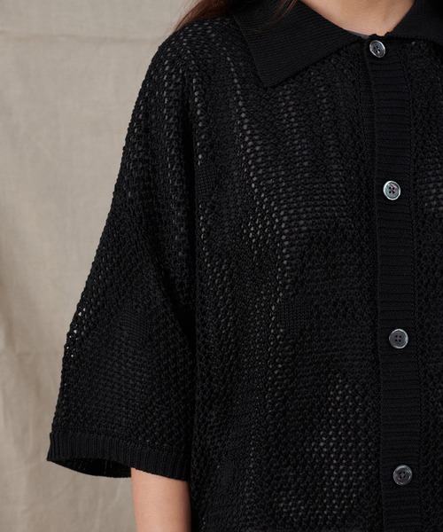 ONCILY(オンシェリー)の「HEART JACQUARD MESH SHIRT / ハートジャガードメッシュシャツ(シャツ/ブラウス・メンズ・グリーン/ブラック/ネイビー・SMALL/MEDIUM/LARGE)」の8枚目の写真
