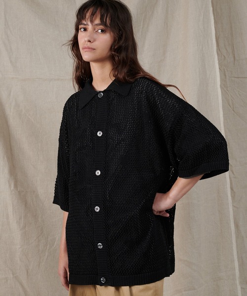 ONCILY(オンシェリー)の「HEART JACQUARD MESH SHIRT / ハートジャガードメッシュシャツ(シャツ/ブラウス・メンズ・グリーン/ブラック/ネイビー・SMALL/MEDIUM/LARGE)」の10枚目の写真