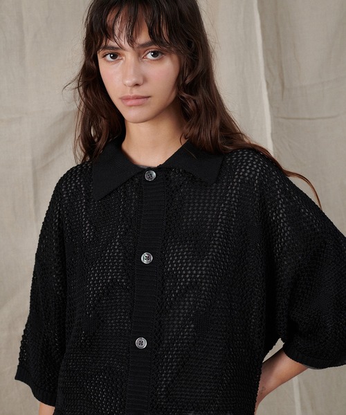 ONCILY(オンシェリー)の「HEART JACQUARD MESH SHIRT / ハートジャガードメッシュシャツ(シャツ/ブラウス・メンズ・グリーン/ブラック/ネイビー・SMALL/MEDIUM/LARGE)」の9枚目の写真