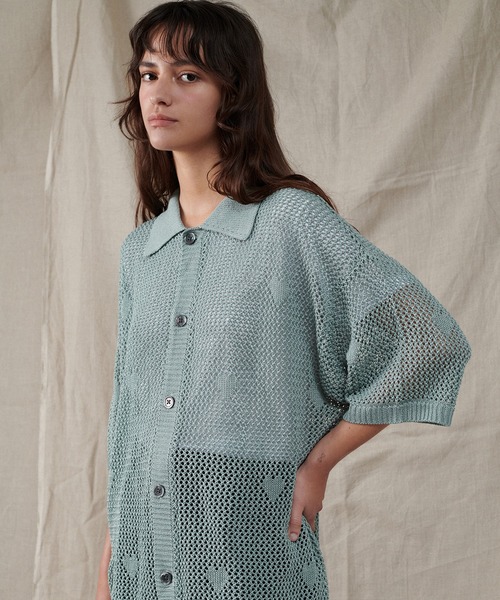 ONCILY(オンシェリー)の「HEART JACQUARD MESH SHIRT / ハートジャガードメッシュシャツ(シャツ/ブラウス・メンズ・グリーン/ブラック/ネイビー・SMALL/MEDIUM/LARGE)」の21枚目の写真