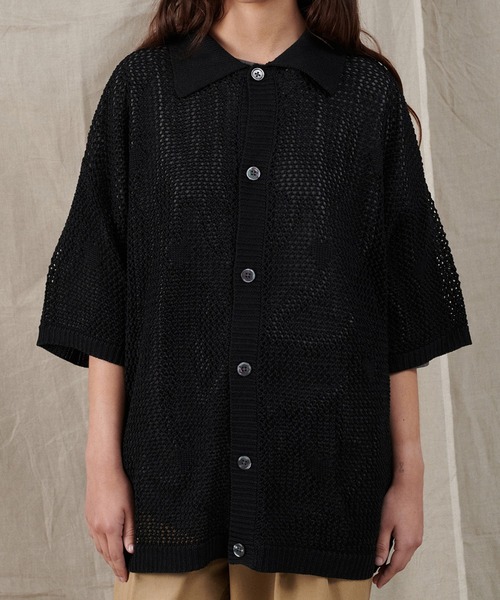 セール】HEART JACQUARD MESH SHIRT / ハートジャガードメッシュ