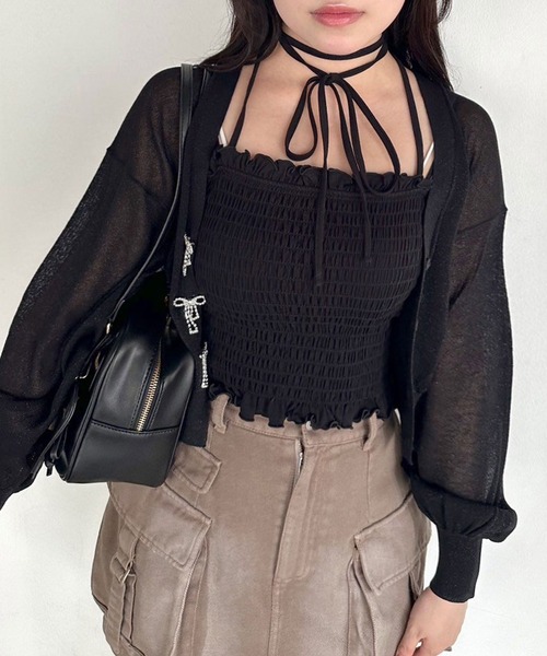 OLIVE des OLIVE（オリーブデオリーブ）の「肩リボンチョーカーキャミソール　1041060880（キャミソール・レディース・その他/ブラック/オフホワイト/ピンク・FREE）」の13枚目の写真