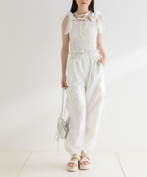 OLIVE des OLIVE（オリーブデオリーブ）の「肩リボンチョーカーキャミソール　1041060880（キャミソール・レディース・その他/ブラック/オフホワイト/ピンク・FREE）」の10枚目の写真