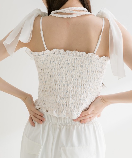 OLIVE des OLIVE（オリーブデオリーブ）の「肩リボンチョーカーキャミソール　1041060880（キャミソール・レディース・その他/ブラック/オフホワイト/ピンク・FREE）」の8枚目の写真