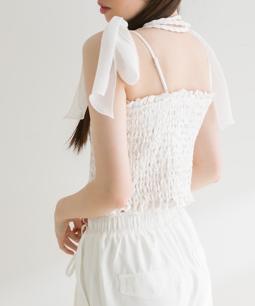 OLIVE des OLIVE（オリーブデオリーブ）の「肩リボンチョーカーキャミソール　1041060880（キャミソール・レディース・その他/ブラック/オフホワイト/ピンク・FREE）」の7枚目の写真