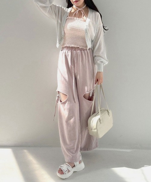 OLIVE des OLIVE（オリーブデオリーブ）の「肩リボンチョーカーキャミソール　1041060880（キャミソール・レディース・その他/ブラック/オフホワイト/ピンク・FREE）」の15枚目の写真