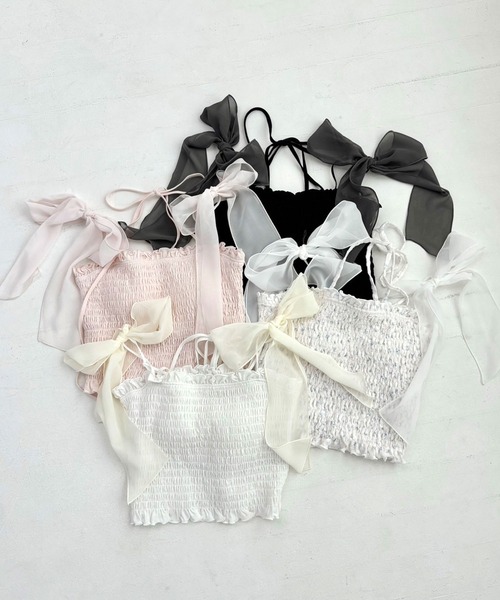 OLIVE des OLIVE（オリーブデオリーブ）の「肩リボンチョーカーキャミソール　1041060880（キャミソール・レディース・その他/ブラック/オフホワイト/ピンク・FREE）」の20枚目の写真