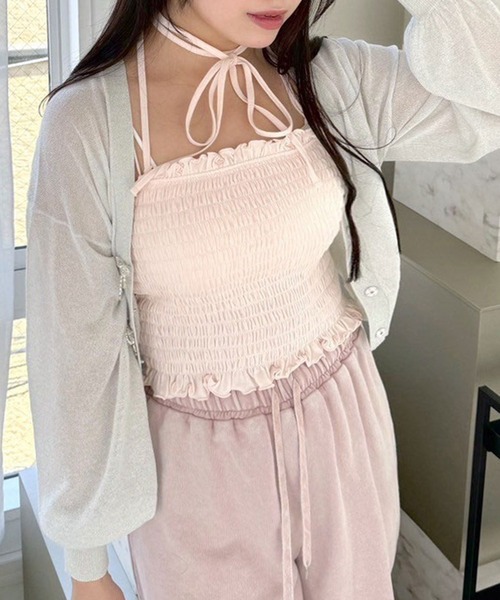 OLIVE des OLIVE（オリーブデオリーブ）の「肩リボンチョーカーキャミソール　1041060880（キャミソール・レディース・その他/ブラック/オフホワイト/ピンク・FREE）」の21枚目の写真