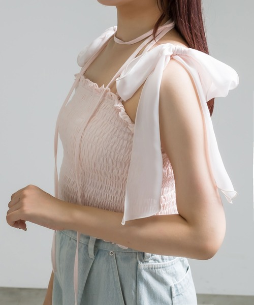 OLIVE des OLIVE（オリーブデオリーブ）の「肩リボンチョーカーキャミソール　1041060880（キャミソール・レディース・その他/ブラック/オフホワイト/ピンク・FREE）」の22枚目の写真