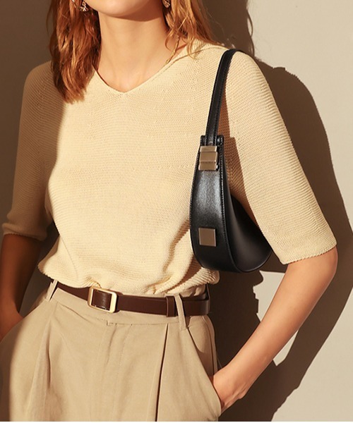 gossip!ロサンゼルス(ゴシップロサンゼルス)の「ハーフムーンショルダーバッグ(ショルダーバッグ・レディース・オフホワイト/ブラック/グリーン/ワイン・FREE)」の19枚目の写真