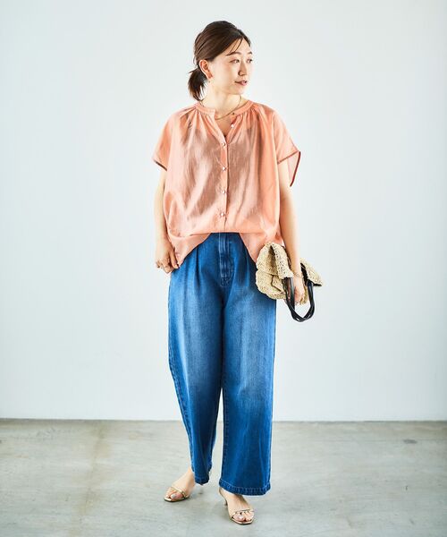 le.coeur blanc(ルクールブラン)の「《手洗い可能》シアーギャザー2WAYブラウス(シャツ/ブラウス・レディース・ピンク/ブラック/ブルー/オフホワイト・38)」の9枚目の写真