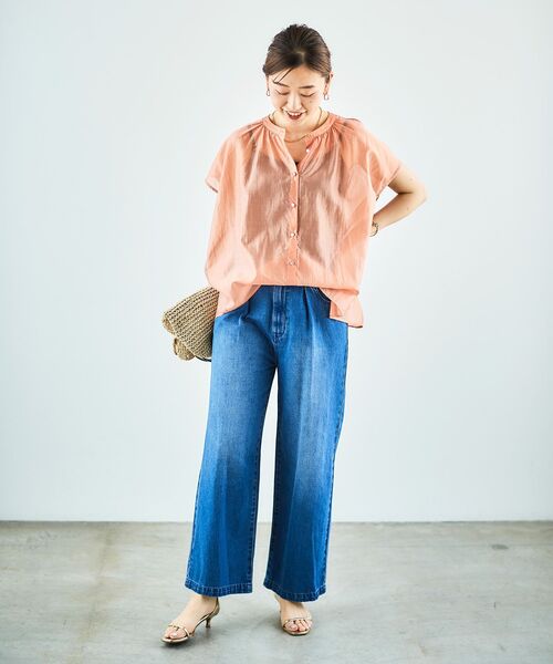 le.coeur blanc(ルクールブラン)の「《手洗い可能》シアーギャザー2WAYブラウス(シャツ/ブラウス・レディース・ピンク/ブラック/ブルー/オフホワイト・38)」の10枚目の写真