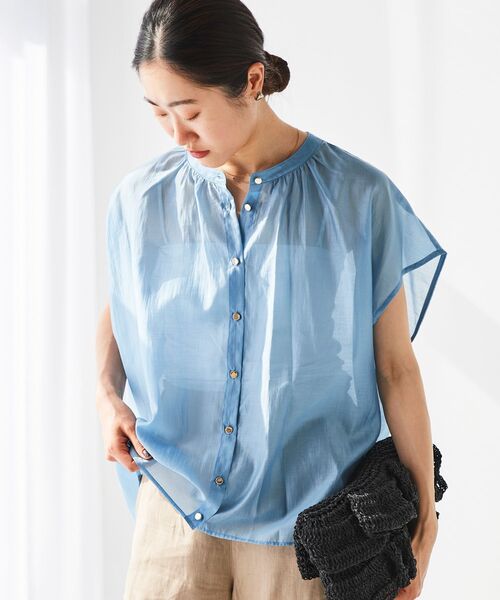 le.coeur blanc(ルクールブラン)の「《手洗い可能》シアーギャザー2WAYブラウス(シャツ/ブラウス・レディース・ピンク/ブラック/ブルー/オフホワイト・38)」の16枚目の写真