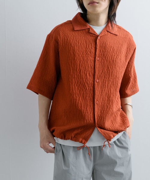 SENSE OF PLACE by URBAN RESEARCH（センスオブプレイスバイアーバンリサーチ）の「シアーレースドローコードオープンカラーシャツ（シャツ/ブラウス・メンズ・アイボリー/ネイビー/オレンジ・MEDIUM/LARGE）」の3枚目の写真