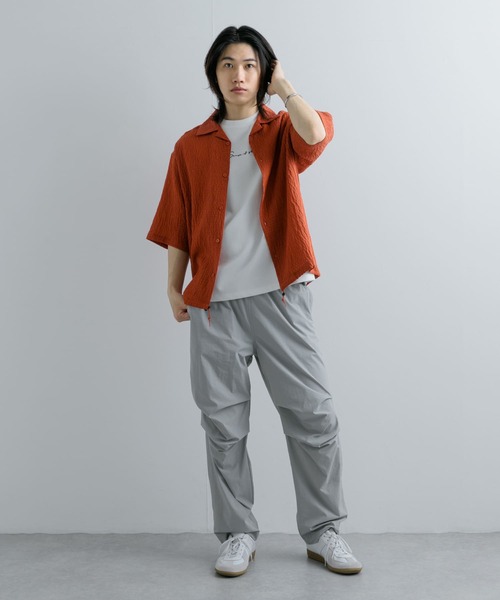 SENSE OF PLACE by URBAN RESEARCH（センスオブプレイスバイアーバンリサーチ）の「シアーレースドローコードオープンカラーシャツ（シャツ/ブラウス・メンズ・アイボリー/ネイビー/オレンジ・MEDIUM/LARGE）」の5枚目の写真