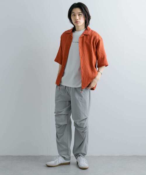 SENSE OF PLACE by URBAN RESEARCH（センスオブプレイスバイアーバンリサーチ）の「シアーレースドローコードオープンカラーシャツ（シャツ/ブラウス・メンズ・アイボリー/ネイビー/オレンジ・MEDIUM/LARGE）」の6枚目の写真